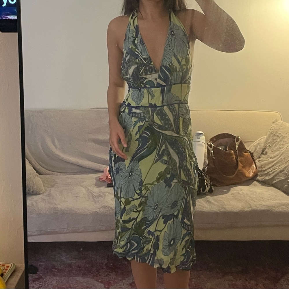 Newport News Green Halter Sundress Resort Wear
